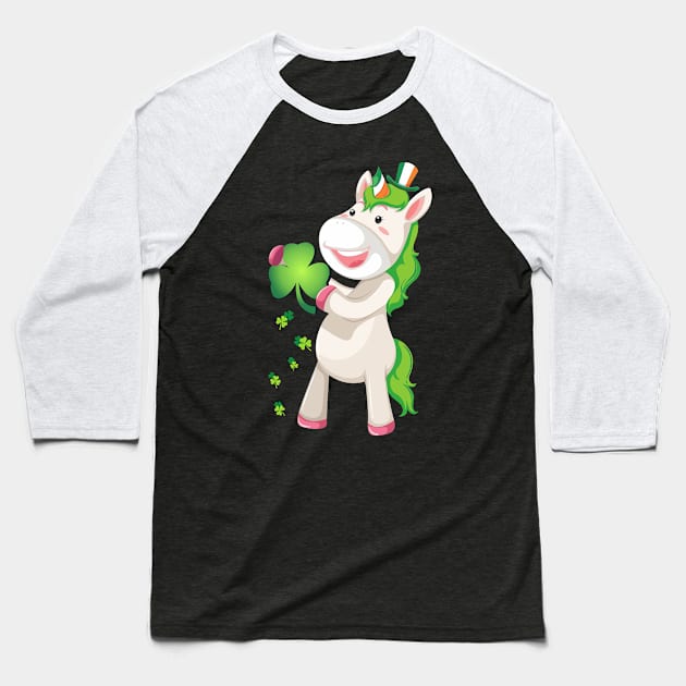 St Patricks Day Girls Dabbing Unicorn Leprechaun Lepricorn Baseball T-Shirt by Pannolinno